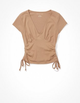 AE Cropped Cap Sleeve Side Cinch Tee