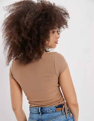 AE Cropped Cap Sleeve Side Cinch Tee