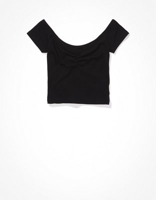 AE Cropped Cinch Off-the-Shoulder Tee