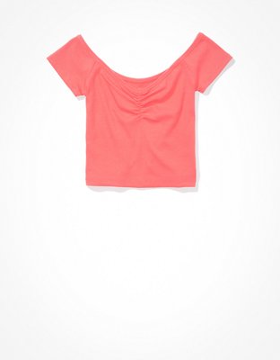 AE Cropped Cinch Off-the-Shoulder Tee