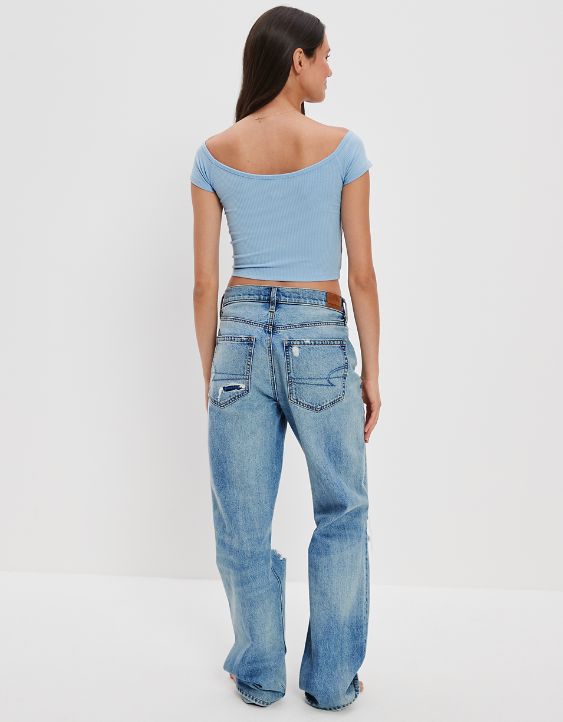 AE Cropped Cinch Off-the-Shoulder Tee