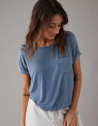 AE Soft & Sexy Oversized Short-Sleeve Pocket T-Shirt