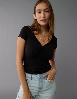Женские футболки American Eagle AE Soft & Sexy Cinch Front T-Shirt — фото 2