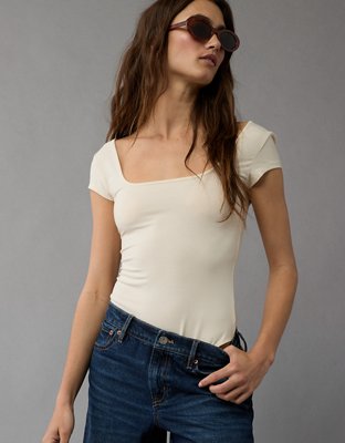 AE Square Neck Short-Sleeve Bodysuit