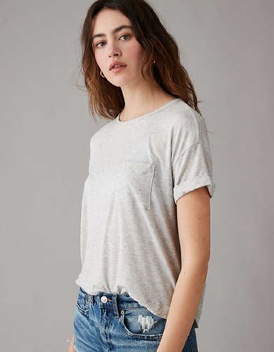 AE Soft & Sexy Oversized Short-Sleeve Pocket T-Shirt