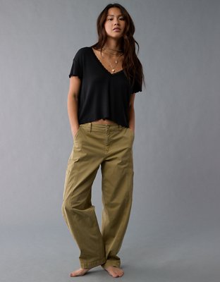 AE Soft & Sexy V-Neck Cropped Waffle T-Shirt