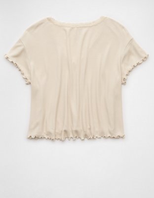 AE Soft & Sexy T-shirt Cortada con Escote V y Textura tipo Waffle