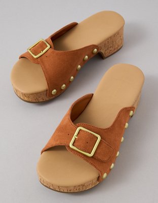 Женские сандалии American Eagle AE Studded Slide Platform Clog, цвет: Янтарный коричневый — фото 5