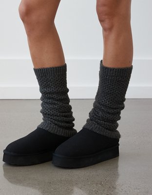 Cozy Outing Waffle Knit Leg Warmers In Rust