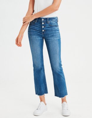 high waisted crop flare jeans