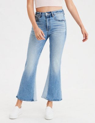 high waisted crop flare jeans