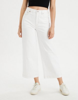 Wide Leg Crop Jeans - White - Curvy Fit