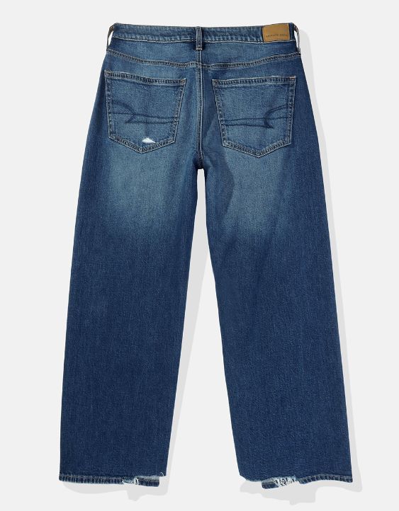 AE Super High-Waisted Baggy Wide-Leg Ripped Cropped Jean