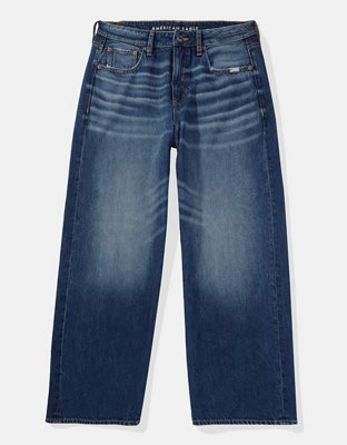 AE Super High-Waisted Baggy Wide-Leg Ripped Cropped Jean