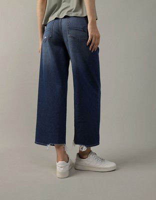 AE Super High-Waisted Baggy Wide-Leg Cropped Jean con rasgados