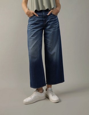 High rise wide leg crop jeans best sale