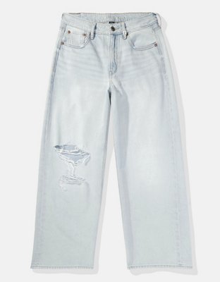 AE Strigid Super High-Waisted Baggy Wide-Leg Ripped Cropped Jean