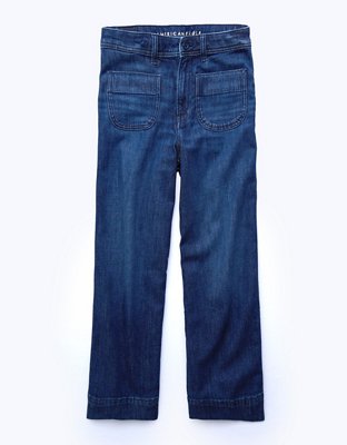 AE Wide-Leg Crop Jean Stretch Holgado Cintura Super Alta con Rasgados
