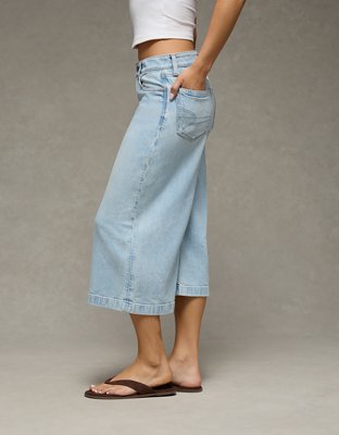Женские джинсы American Eagle AE Mid-Rise Culotte, цвет: Светлая варка — фото 5