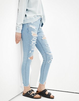 Женские джинсы American Eagle AE Ne(x)t Level Patched High-Waisted Jegging Crop — фото 4