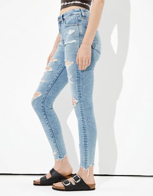Женские джинсы American Eagle AE Ne(x)t Level Ripped Super High-Waisted Jegging Crop — фото 4