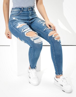 Женские джинсы American Eagle AE Ne(x)t Level Patched Highest Waist Jegging Crop — фото 5