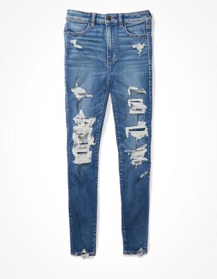Женские джинсы American Eagle AE Ne(x)t Level Patched Highest Waist Jegging Crop — фото 3
