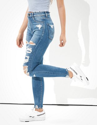 Женские джинсы American Eagle AE Ne(x)t Level Patched Highest Waist Jegging Crop — фото 4
