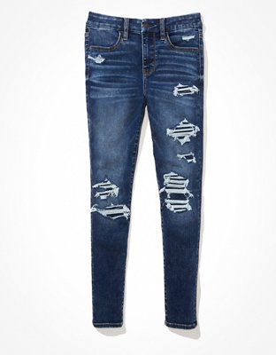 Женские джинсы American Eagle AE Forever Soft Patched High-Waisted Jegging Crop — фото 3