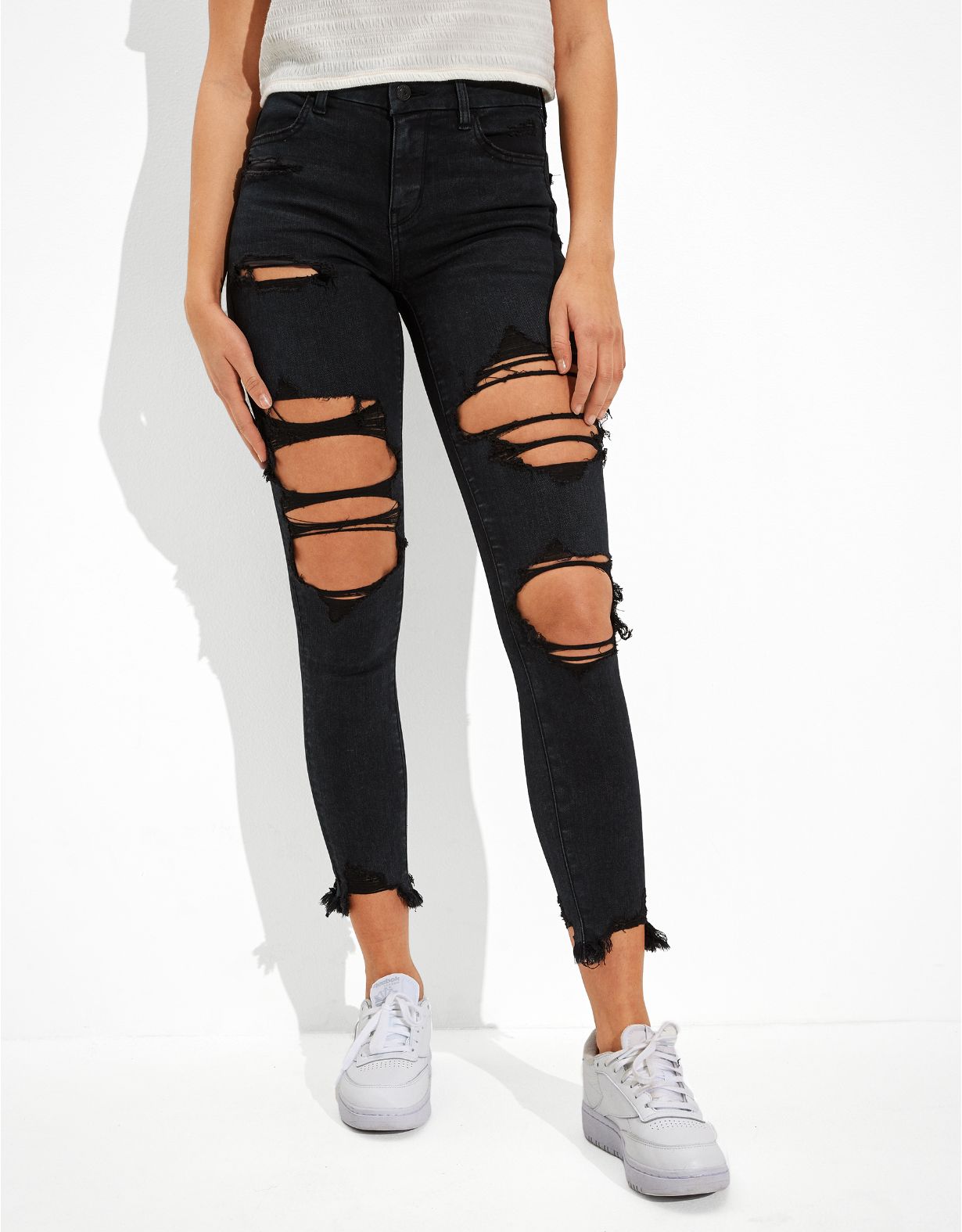 AE Forever Soft High-Waisted Jegging Crop con rasgados