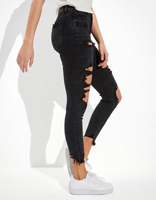 Женские джинсы American Eagle AE Forever Soft Ripped High-Waisted Jegging Crop — фото 4