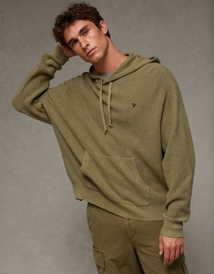 Мужское худи American Eagle AE Lightweight Icon, цвет: Оливковый — фото 5