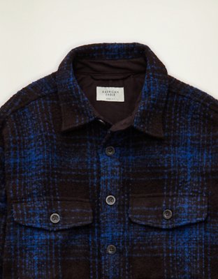 Мужские куртки American Eagle AE Boxy Fit Wool-Blend Shacket, цвет: Тёмный коричневый — фото 6