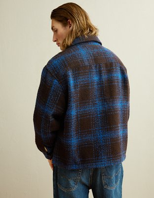 Мужские куртки American Eagle AE Boxy Fit Wool-Blend Shacket, цвет: Тёмный коричневый — фото 3