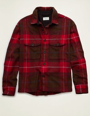 Мужские куртки American Eagle AE Boxy Fit Shacket, цвет: Меланжевый коричневый — фото 4