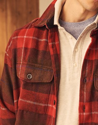 Мужские куртки American Eagle AE Boxy Fit Shacket, цвет: Меланжевый коричневый — фото 7