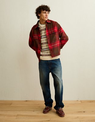 Мужские куртки American Eagle AE Boxy Fit Shacket, цвет: Меланжевый коричневый — фото 5
