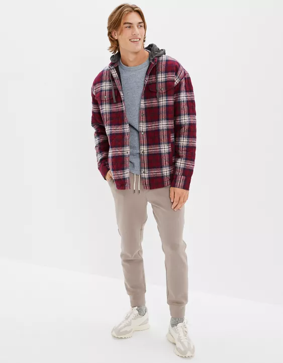 AE Super Soft Hooded Flannel Shacket