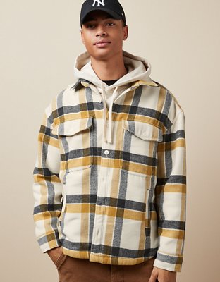 Plaid button hot sale jacket