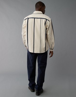 Мужские топы American Eagle AE Striped Overshirt — фото 6