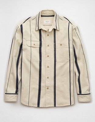 Мужские топы American Eagle AE Striped Overshirt — фото 3