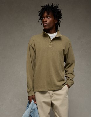 AE Boxy Long-Sleeve Mock Neck Shirt | American Eagle