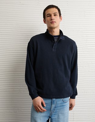 AE Boxy Long-Sleeve Mock Neck Shirt | American Eagle