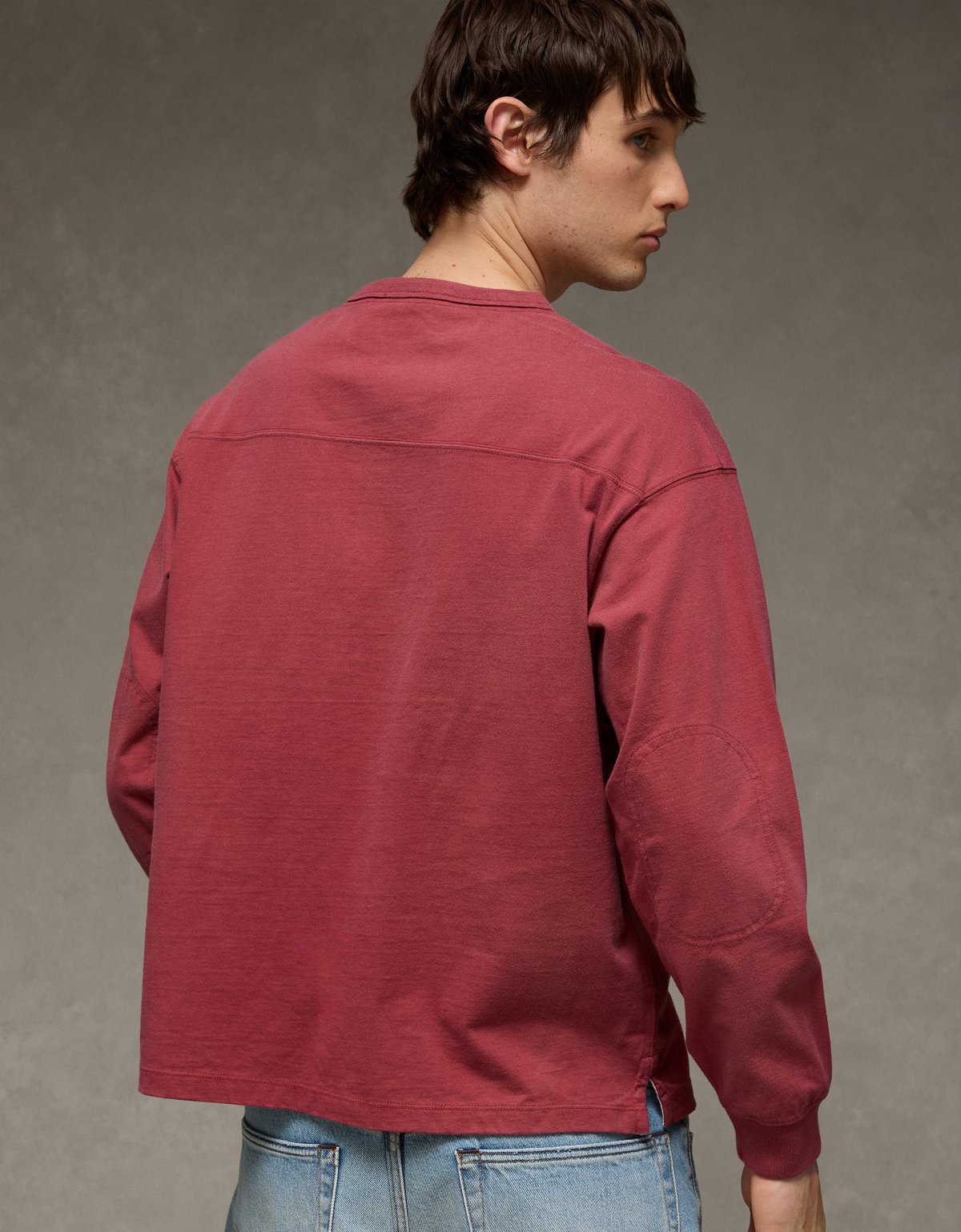 AE Boxy Long-Sleeve V-Neck T-Shirt - image 2