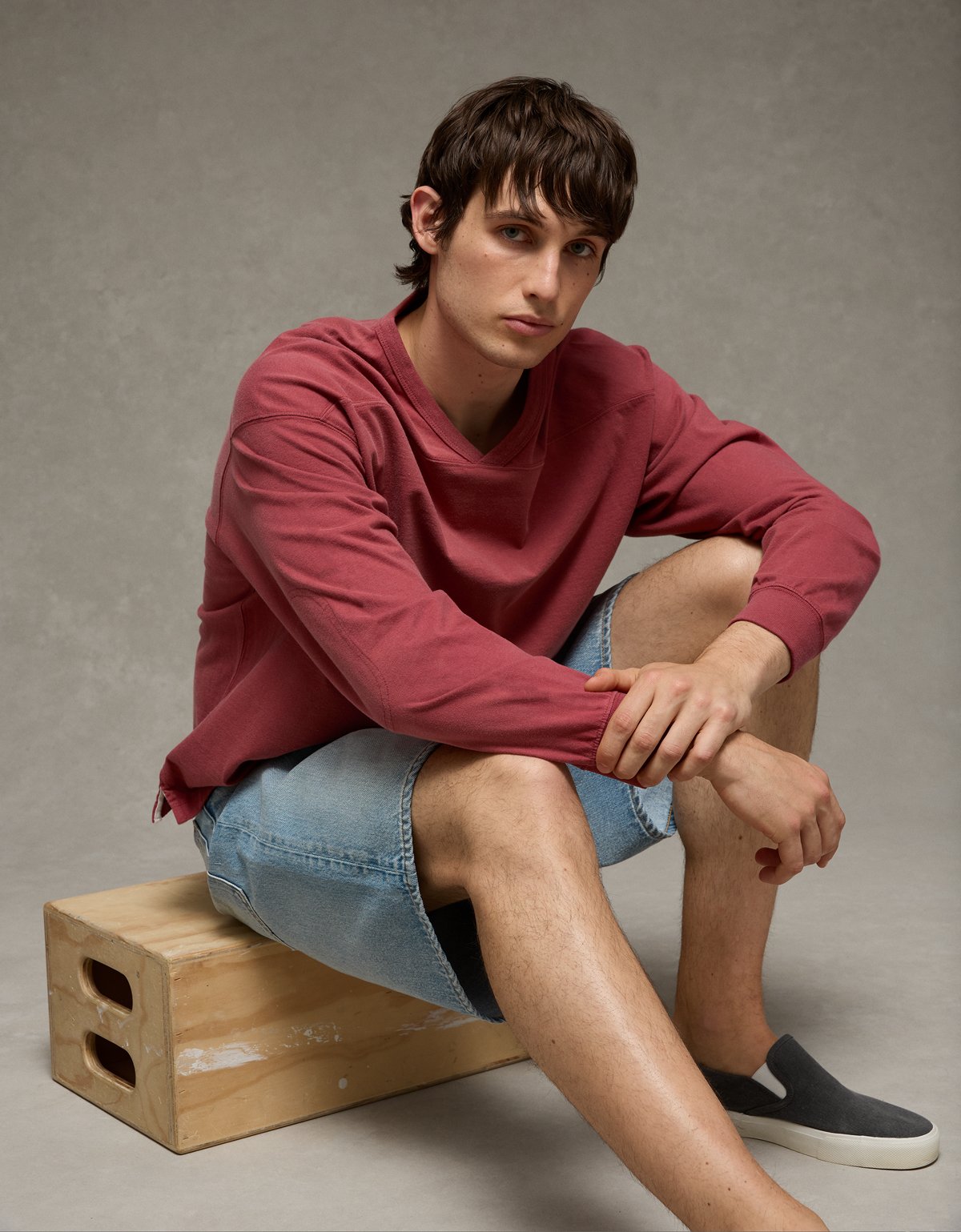 AE Boxy Long-Sleeve V-Neck T-Shirt - image 5