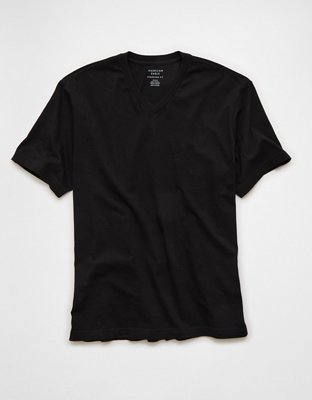 Мужская футболка American Eagle AE Standard Fit Lived-In V-Neck, цвет: Чёрный — фото 3