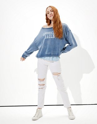 Женские худи American Eagle AE Oversized Fleece Graphic Crew Neck Sweatshirt — фото 5