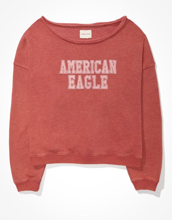 AE Oversized Fleece Graphic Crew Neck Sweatshirt
