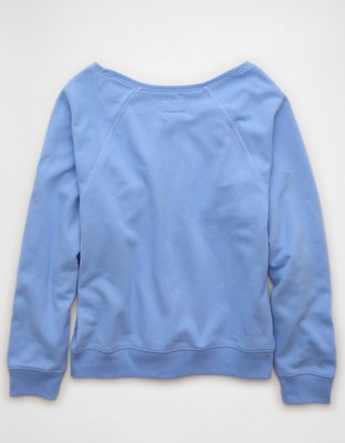 Женские толстовки American Eagle AE Off The Shoulder, цвет: Синий — фото 4