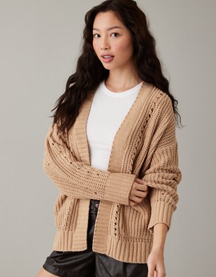 Ae slouchy on sale cable cardigan sweater